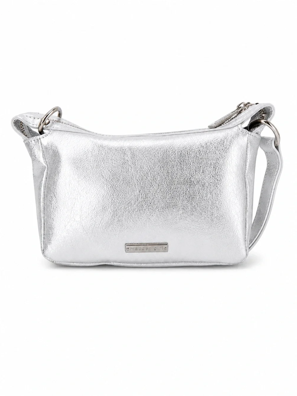 Madden Girl Small Silver Metallic Y2K Shoulder Mini Hobo Bag New